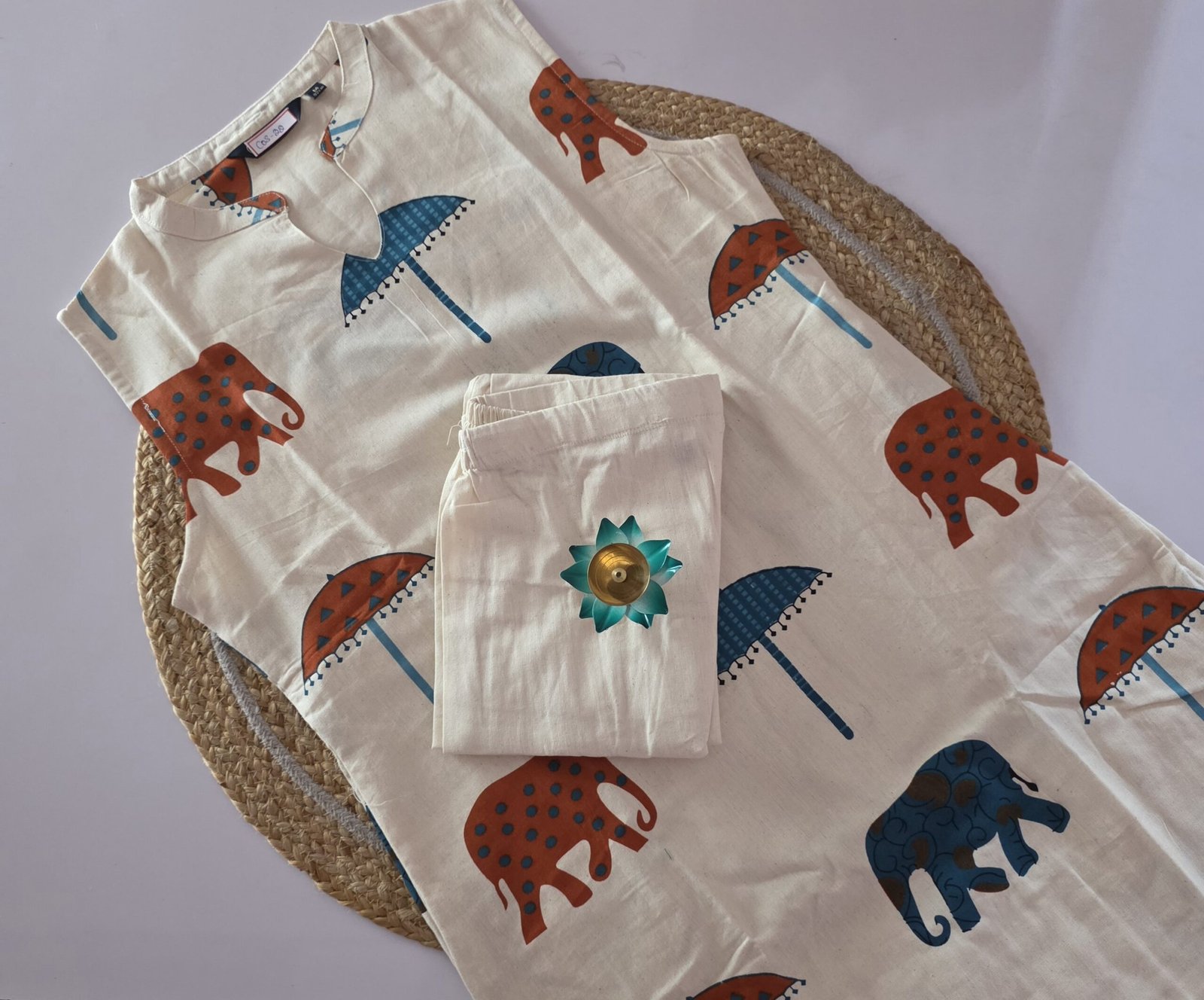 Elephant Handblock Print Co Ord Set - COS22