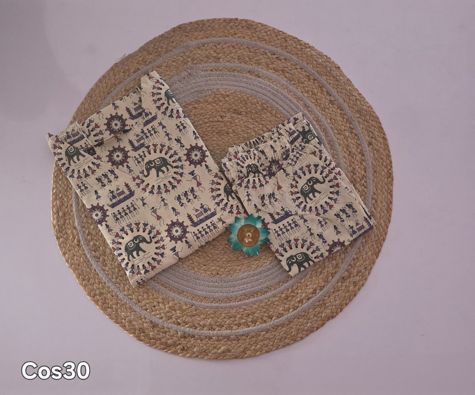 Warli & Elephant Motif Co Ord Set - COS30 - Image 2
