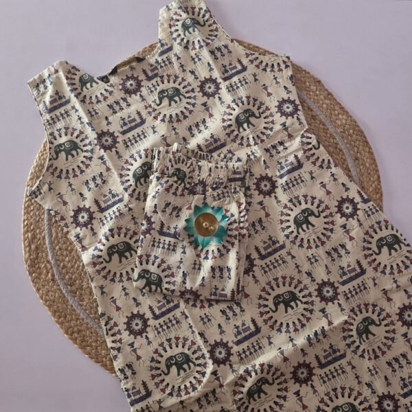 Warli & Elephant Motif Co Ord Set - COS30
