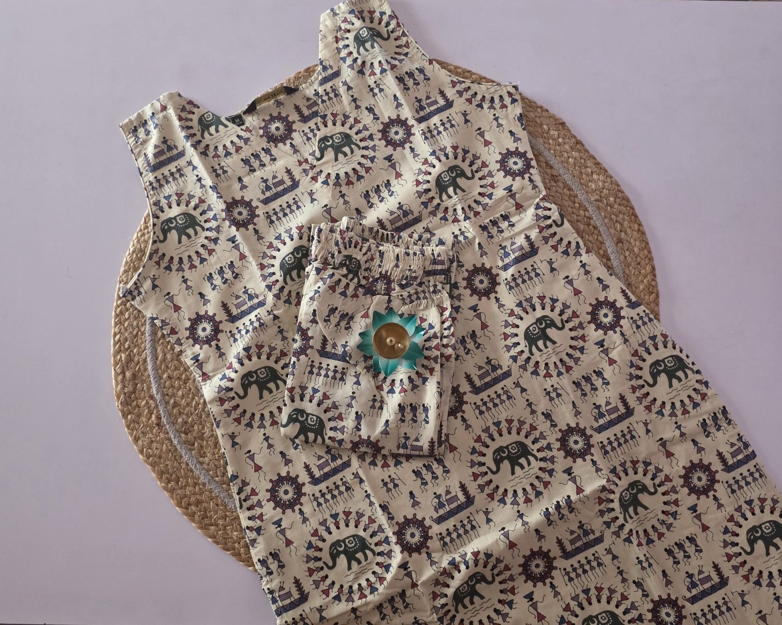 Warli & Elephant Motif Co Ord Set - COS30