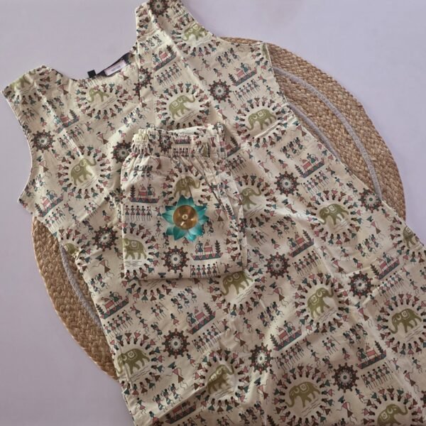 Warli & Elephant Motif Co Ord Set - COS29