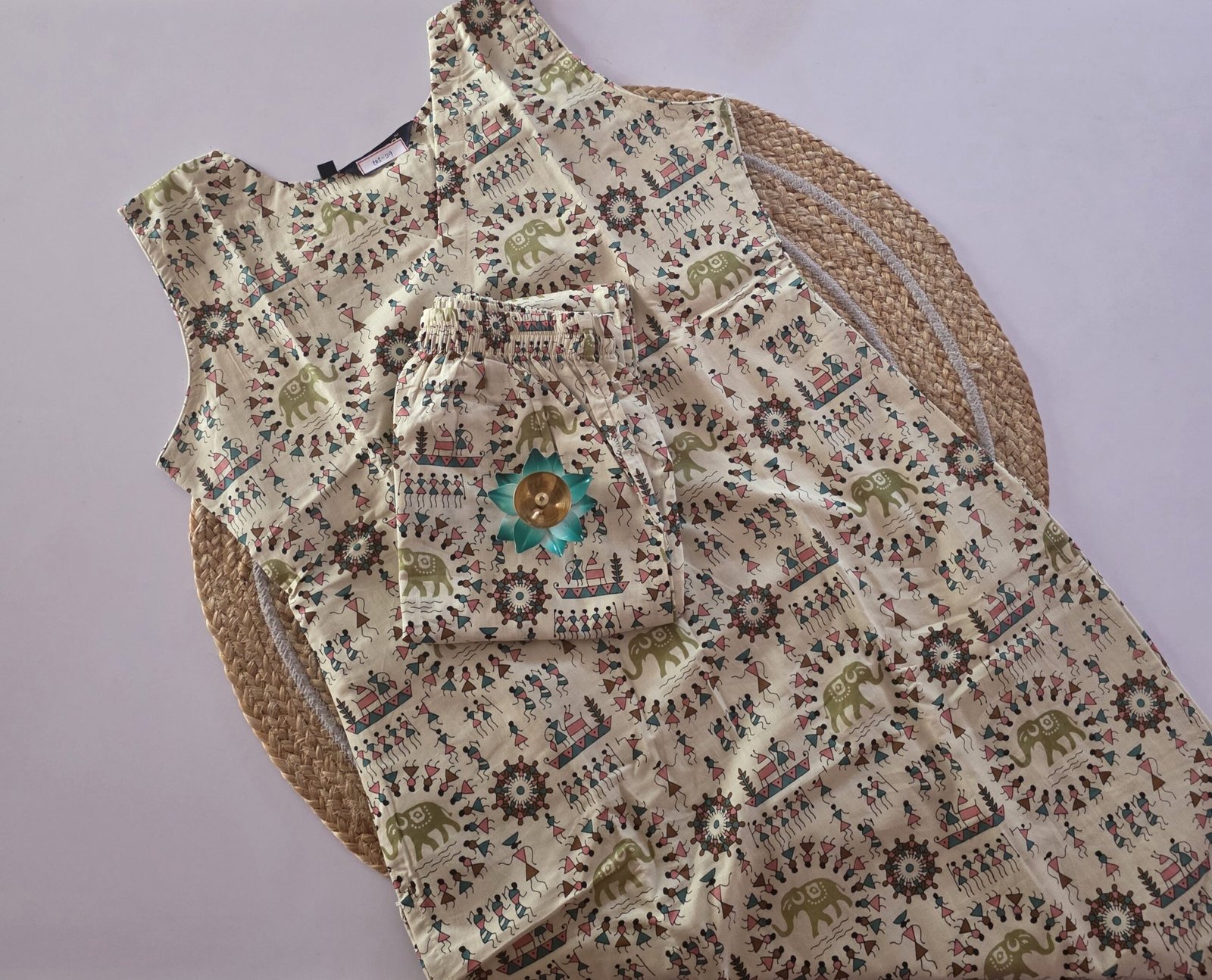 Warli & Elephant Motif Co Ord Set - COS29