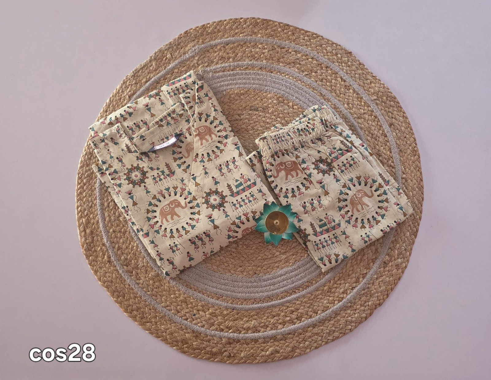 Warli & Elephant Motif Co Ord Set - COS28 - Image 2