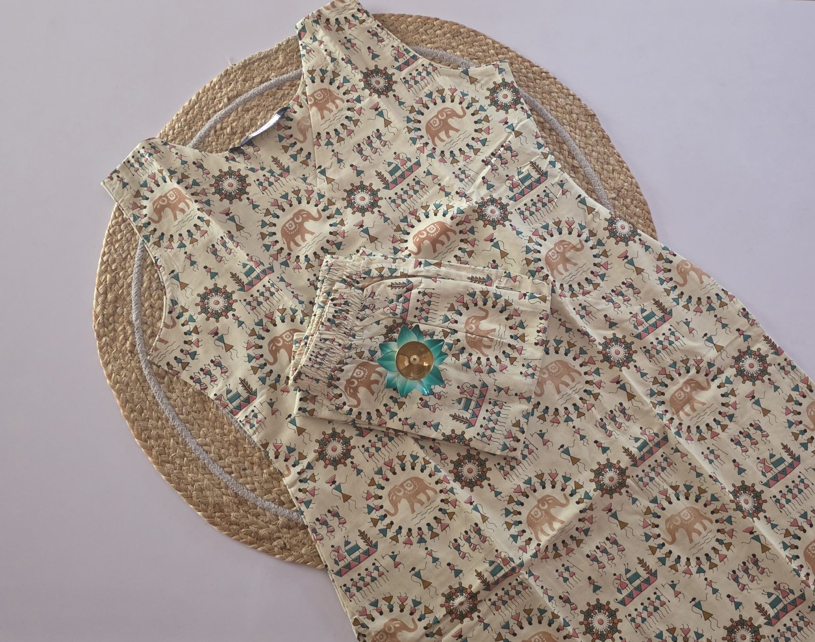Warli & Elephant Motif Co Ord Set - COS28