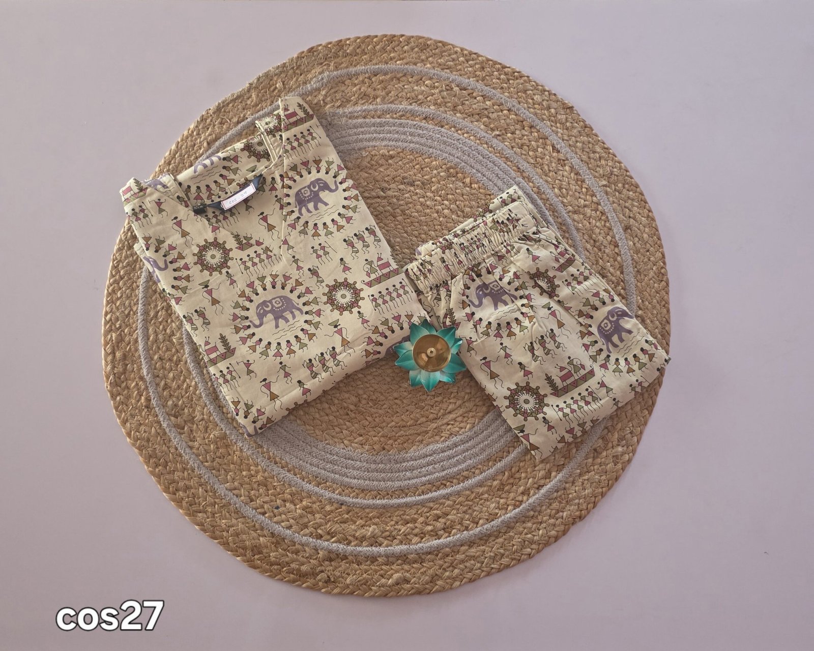 Warli & Elephant Motif Co Ord Set - COS27 - Image 2