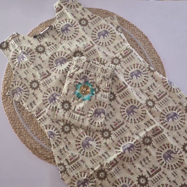 Warli & Elephant Motif Co Ord Set - COS27