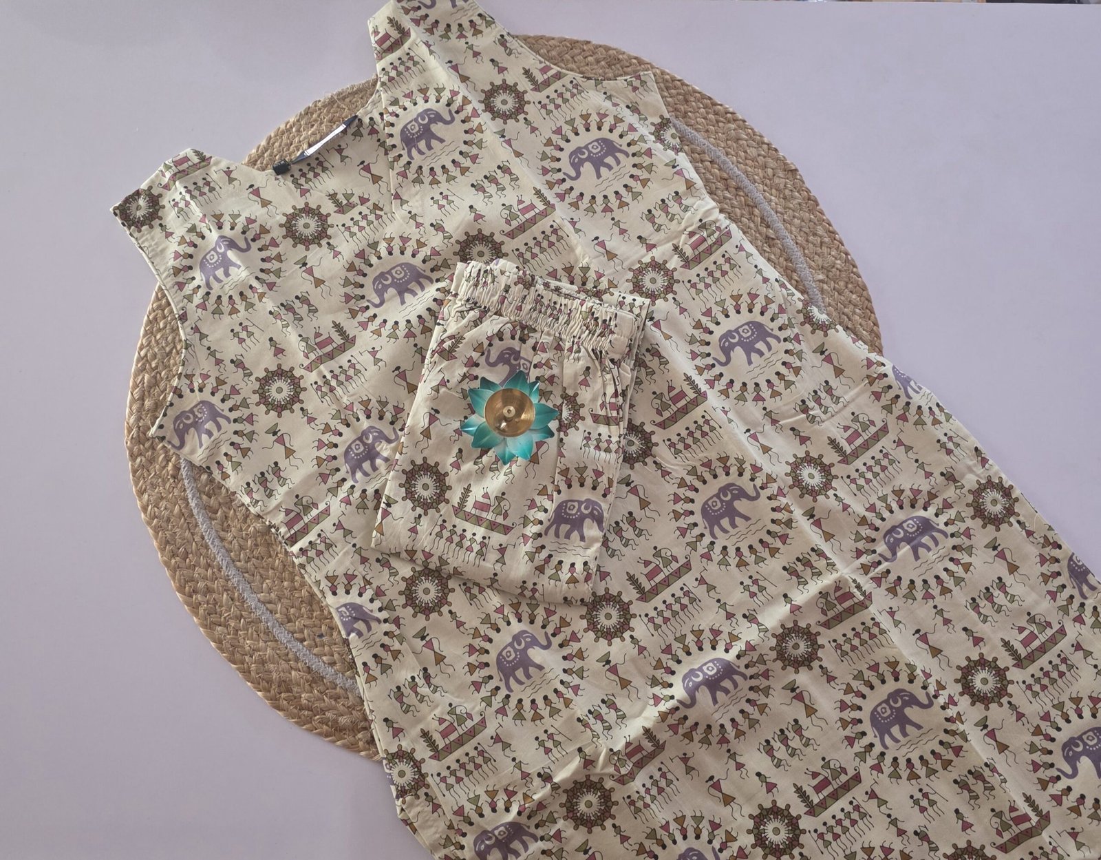 Warli & Elephant Motif Co Ord Set - COS27