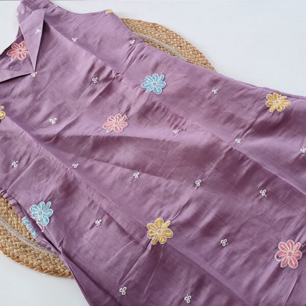 Mul Chanderi Embroidered Aline Kurti - MX05