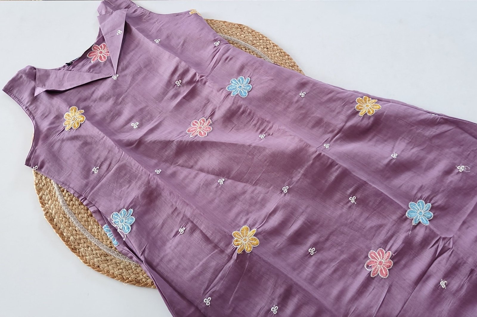 Mul Chanderi Embroidered Aline Kurti - MX05