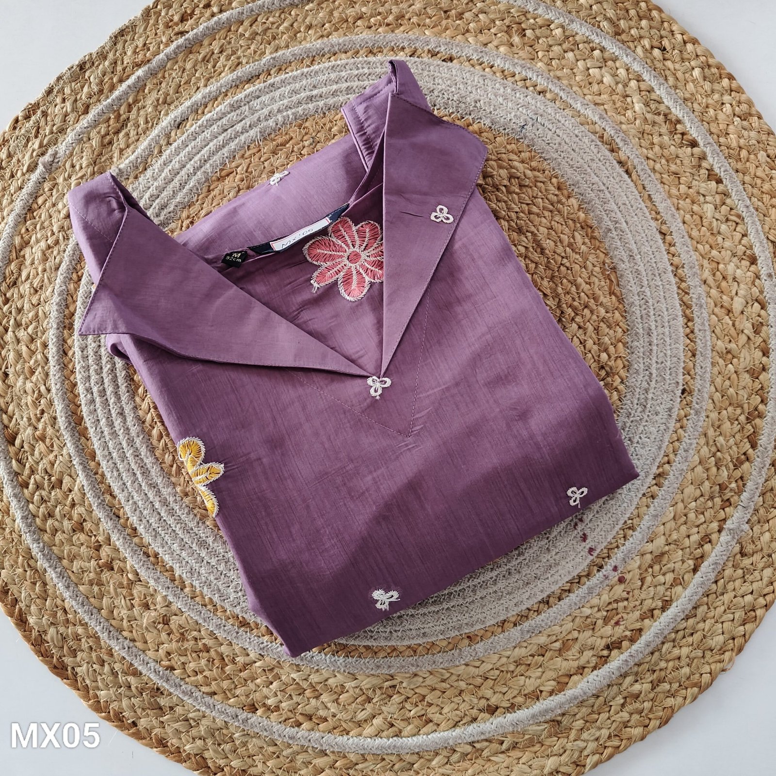 Mul Chanderi Embroidered Aline Kurti - MX05 - Image 2