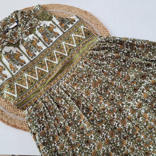 Ajrakh Elephant Print Cotton Maxi - MX02