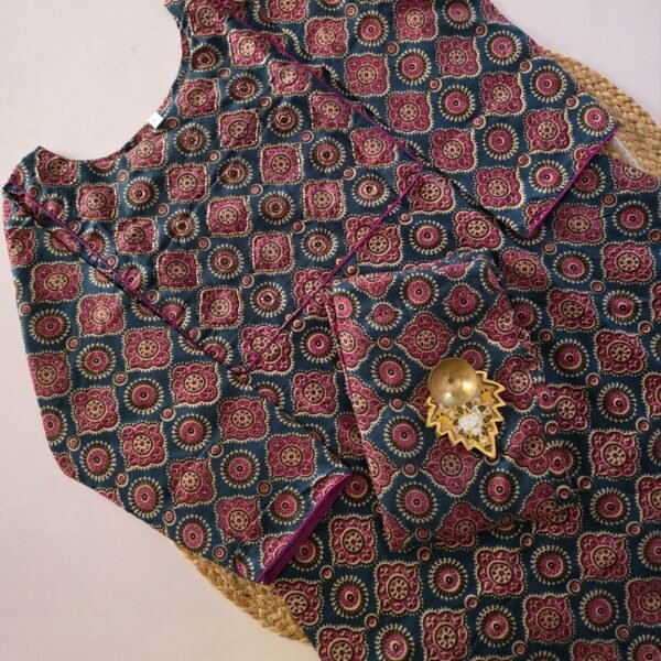 Ajrakh Co Ord Set - COS35 - Teal Blue