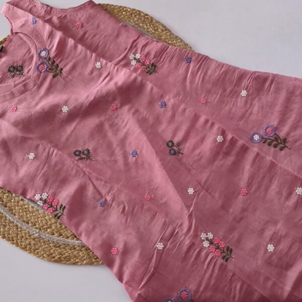 Mul Chanderi Embroidered Aline Kurti - MX04