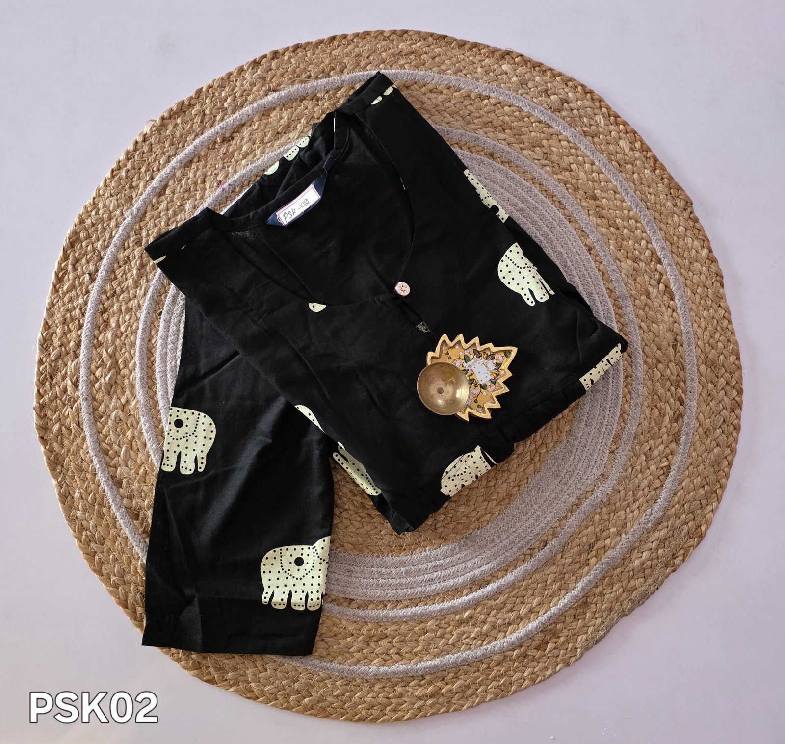 Peplum Short Kurti - PSK02 - Black - Image 2