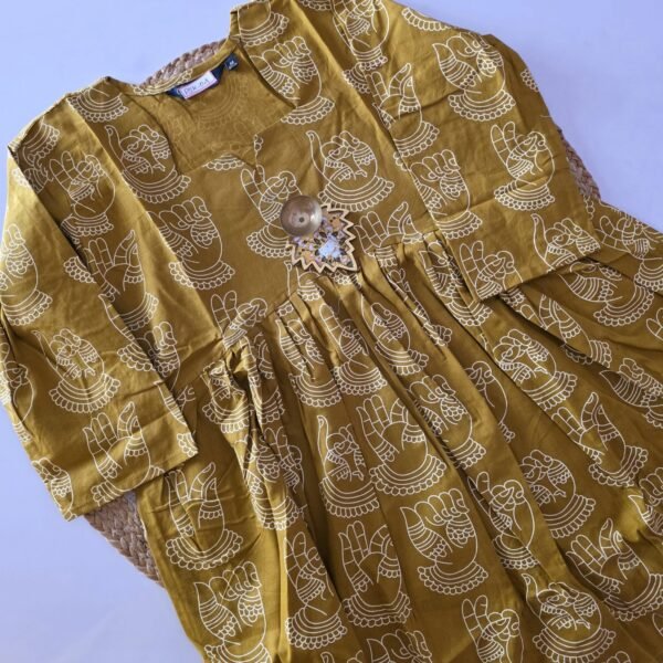 Peplum Short Kurti - PSK04 - Mustard Yellow