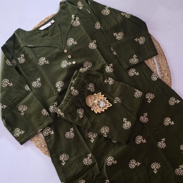 Flex Cotton Co Ord Set - COS44 - Olive Green