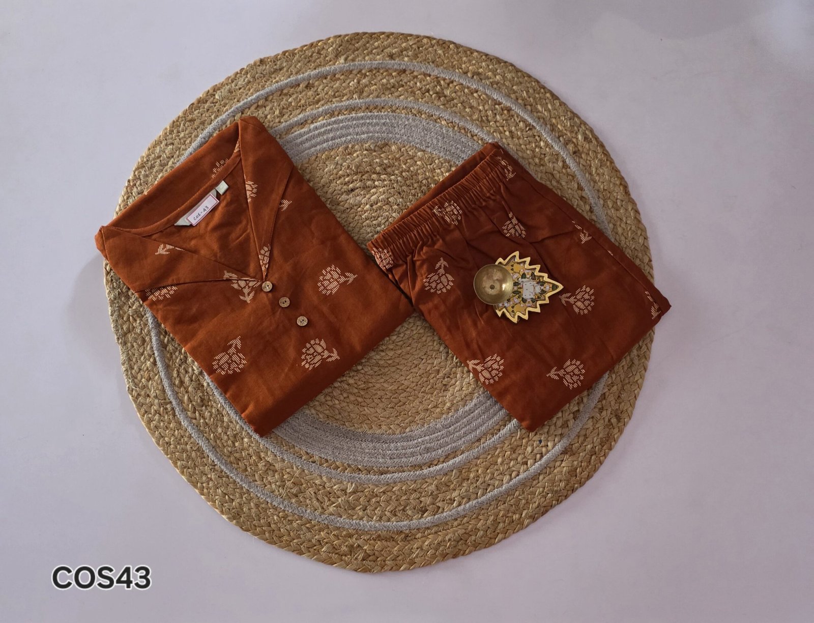 Flex Cotton Co Ord Set - COS43 - Rust Orange - Image 2