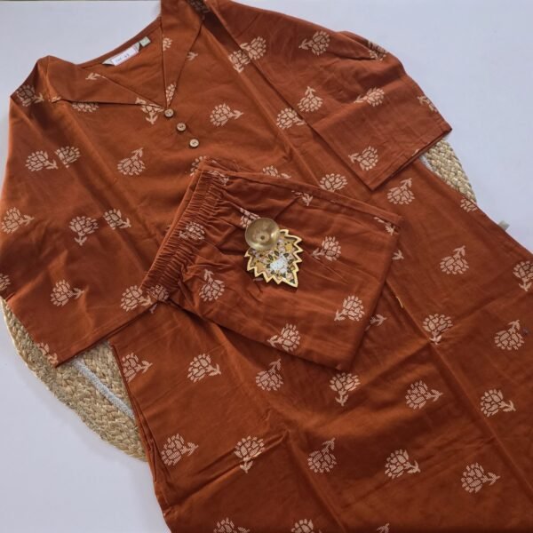 Flex Cotton Co Ord Set - COS43 - Rust Orange