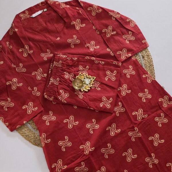 Flex Cotton Co Ord Set - COS41 - Tomato Red