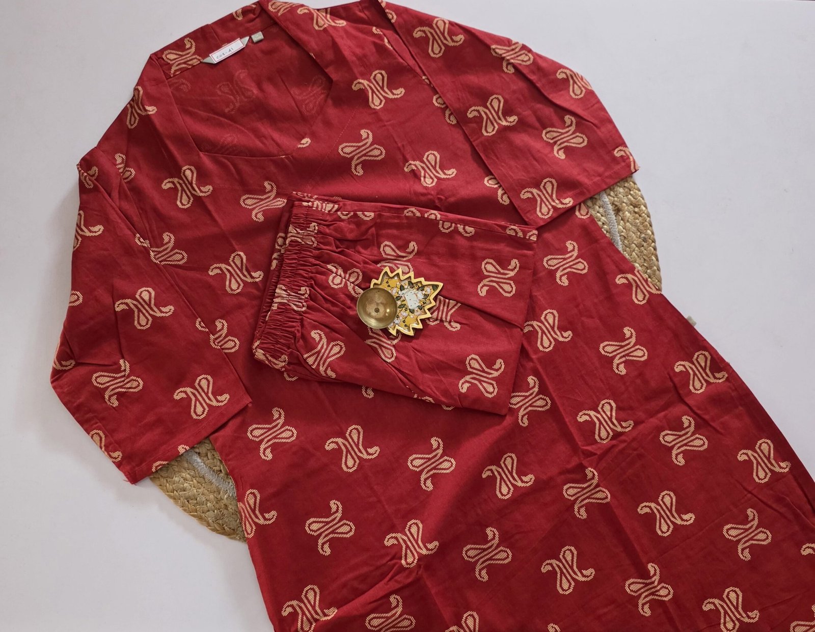 Flex Cotton Co Ord Set - COS41 - Tomato Red