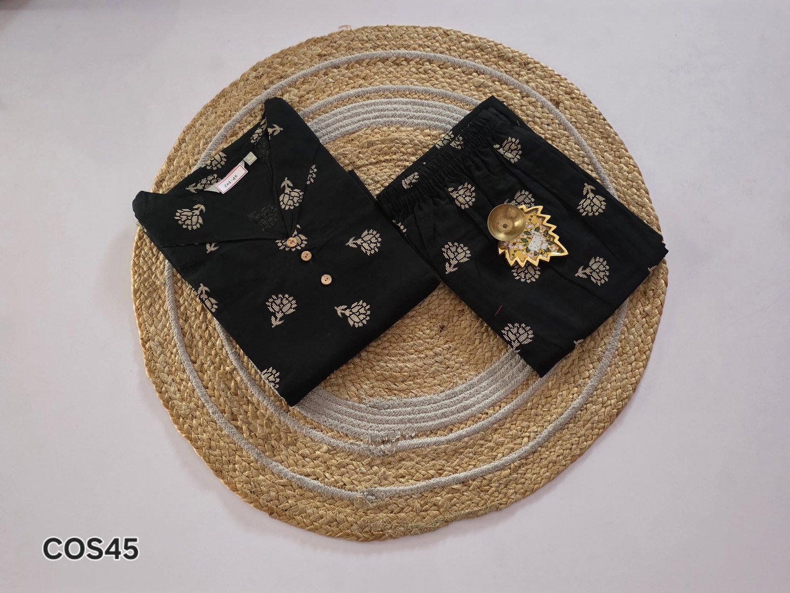 Flex Cotton Co Ord Set - COS45 - Black - Image 2