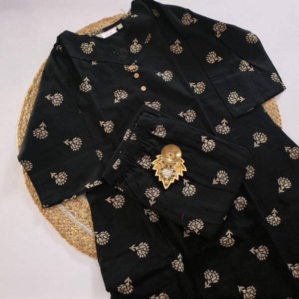 Flex Cotton Co Ord Set - COS45 - Black