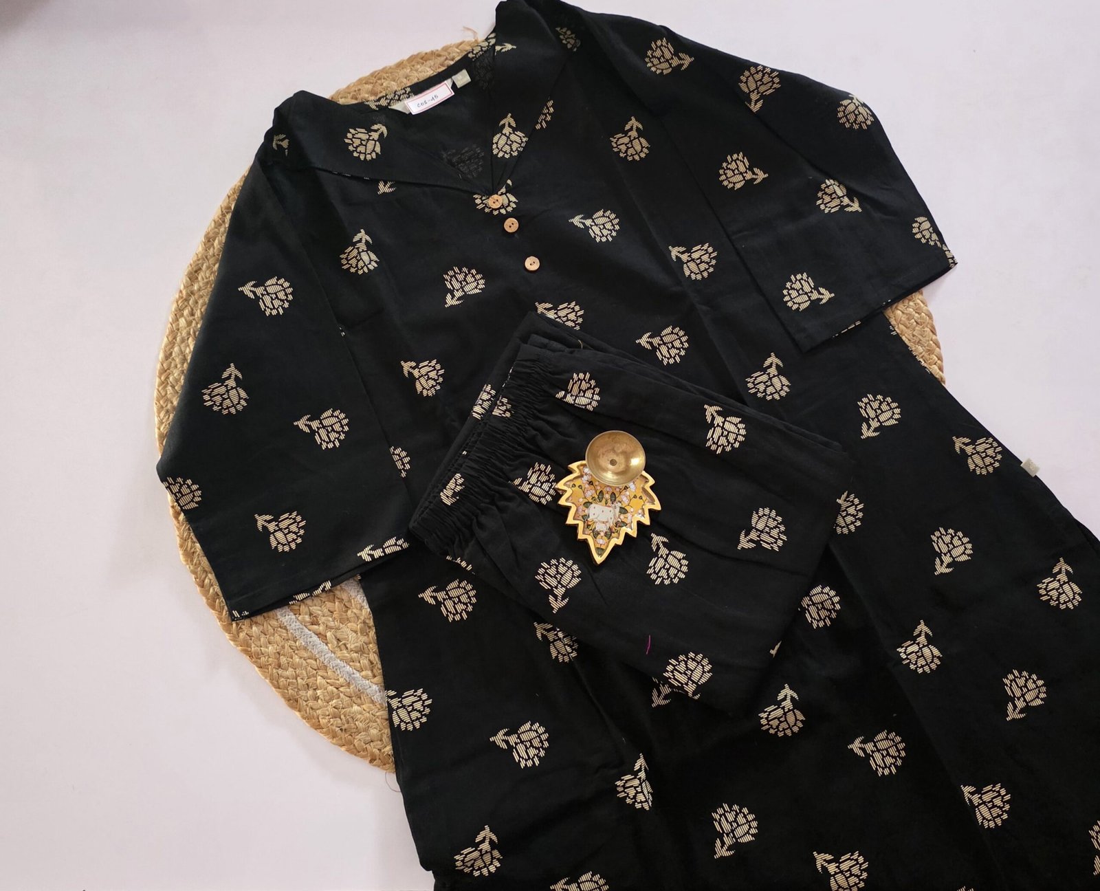 Flex Cotton Co Ord Set - COS45 - Black