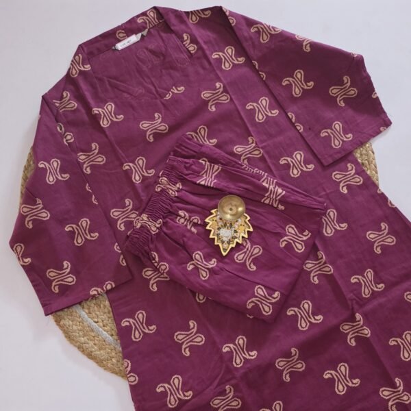 Flex Cotton Co Ord Set - COS40 - Wine Purple