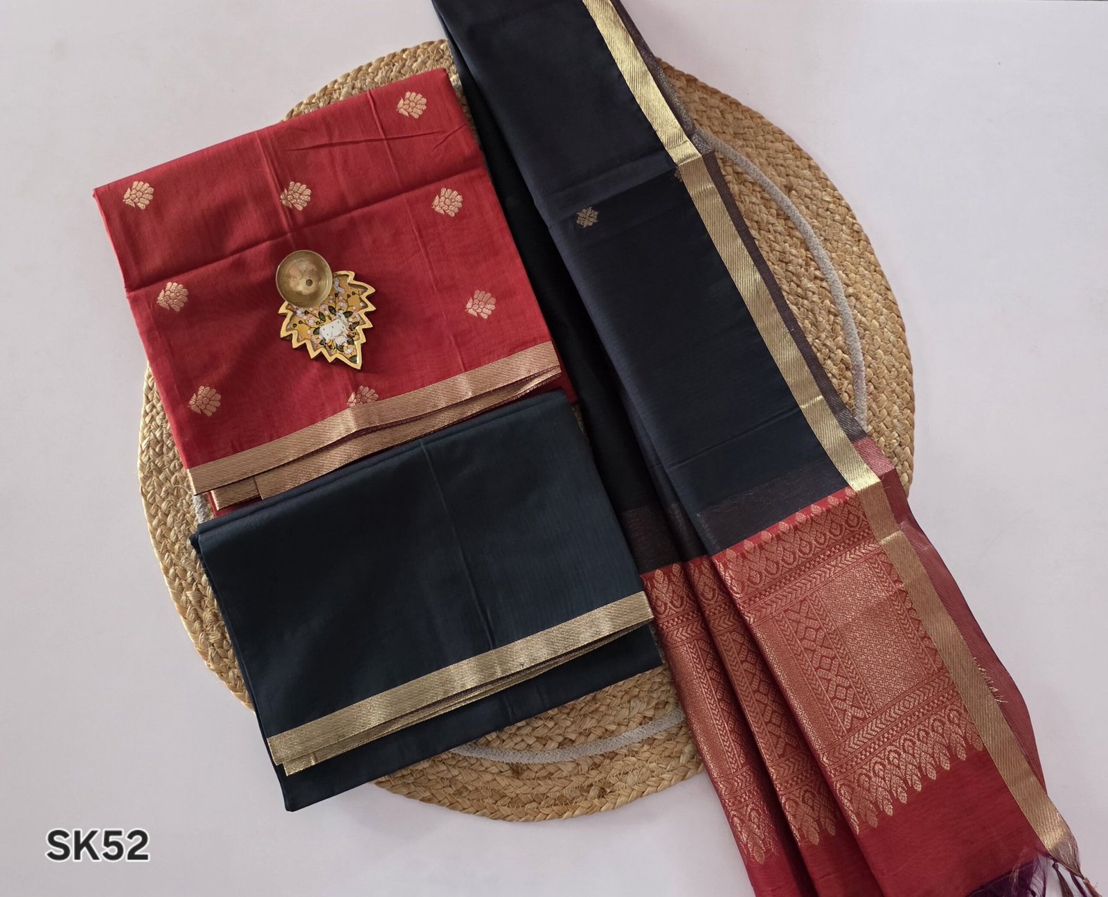 Silk Cotton Salwar Set - SK52 - Navy - Image 2
