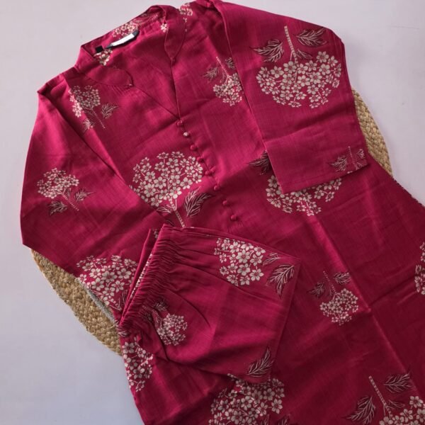 Shining Flex Cotton Co Ord Set - COS08 - Rani Pink