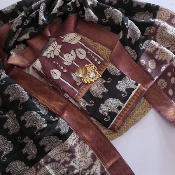 Mangalgiri Silk × Chennuri Silk Fusion Top and Dupatta Set - KTD33