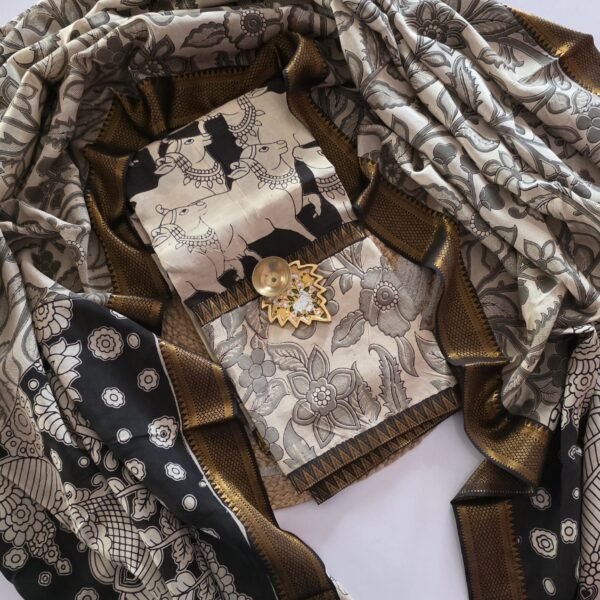 Mangalgiri Silk × Chennuri Silk Fusion Top and Dupatta Set - KTD32