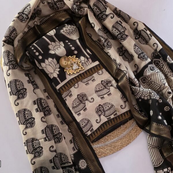 Mangalgiri Silk × Chennuri Silk Fusion Top and Dupatta Set - KTD31