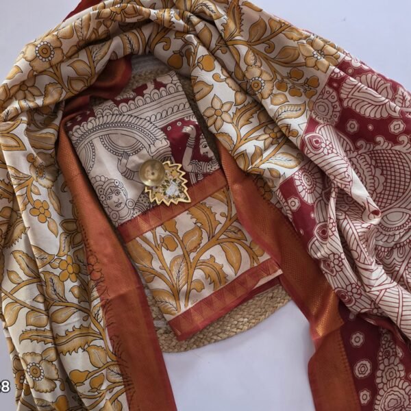 Mangalgiri Silk × Chennuri Silk Fusion Top and Dupatta Set - KTD28