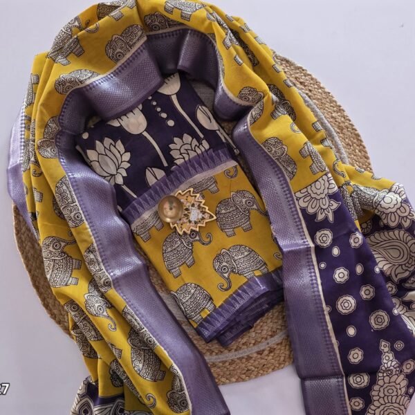 Mangalgiri Silk × Chennuri Silk Fusion Top and Dupatta Set - KTD27