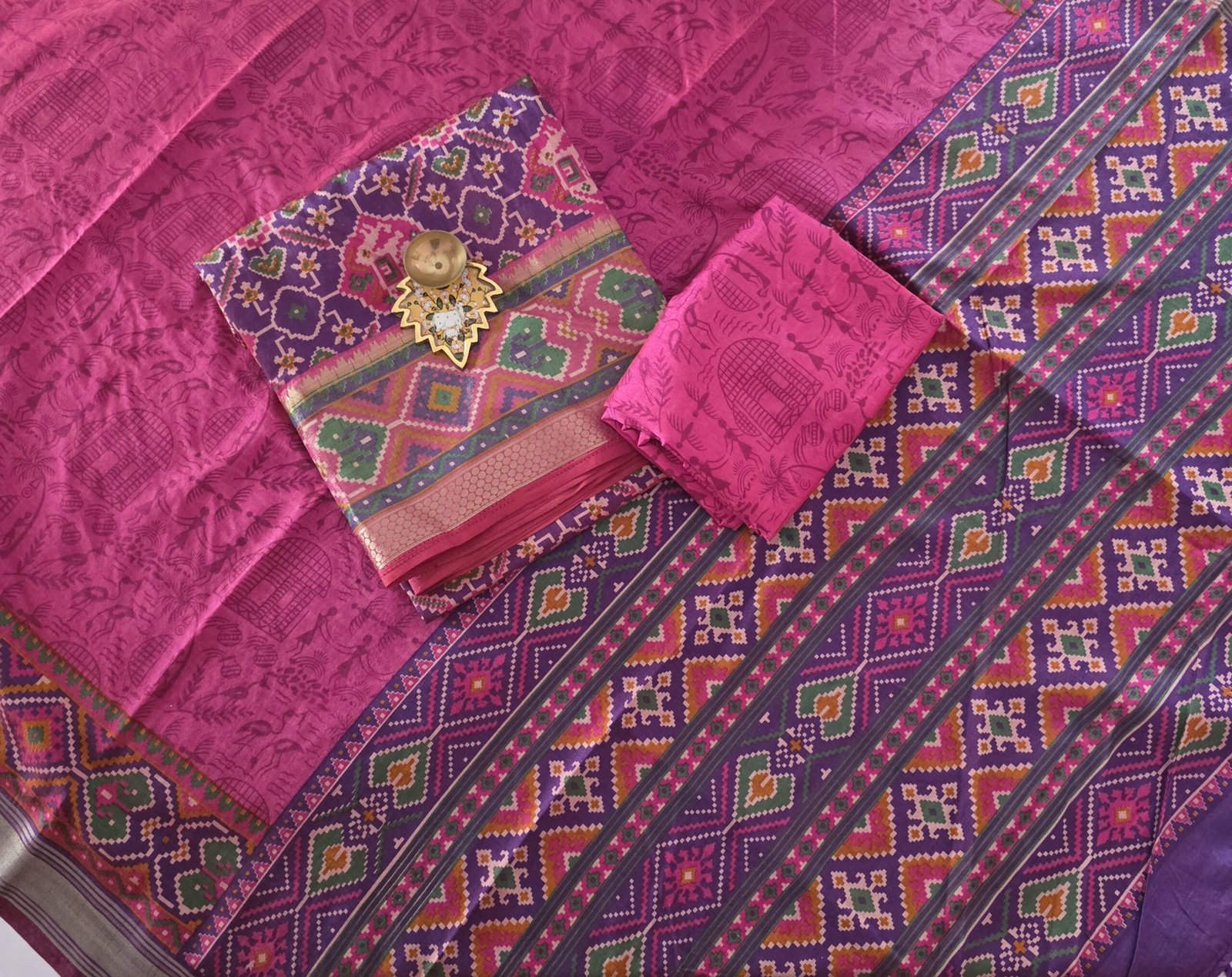 Semi Patola Silk Salwar Set - PT21 - Image 2