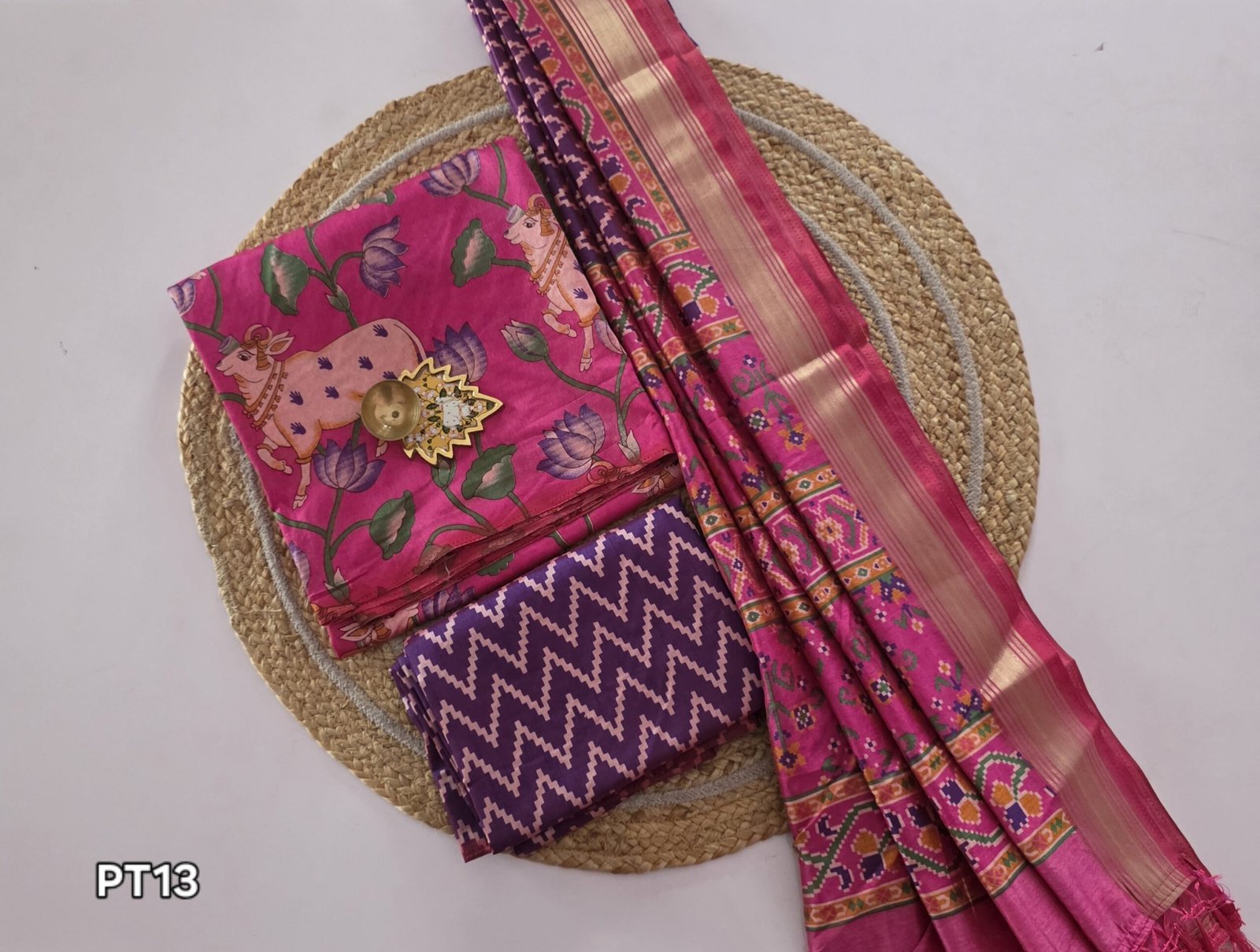 Semi Patola Silk Salwar Set - PT13 - Image 2