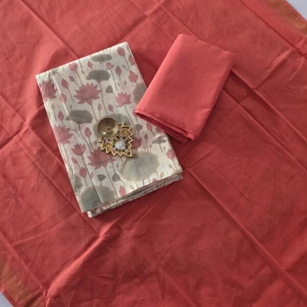 Floral Cotton Salwar Set - PE24 - Orange