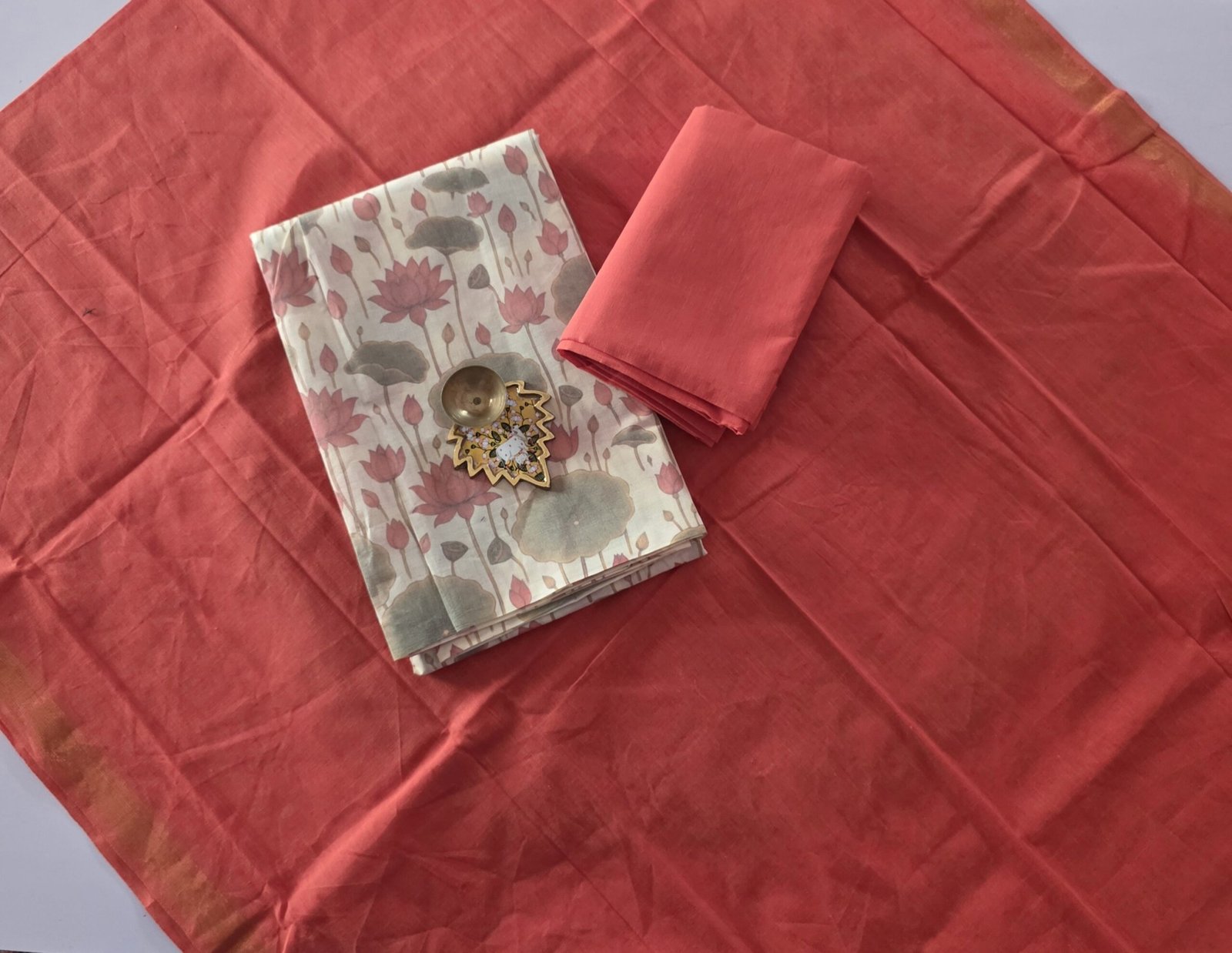 Floral Cotton Salwar Set - PE24 - Orange