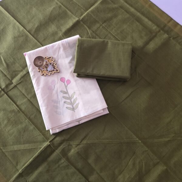 Floral Cotton Salwar Set - PE20 - Olive Green