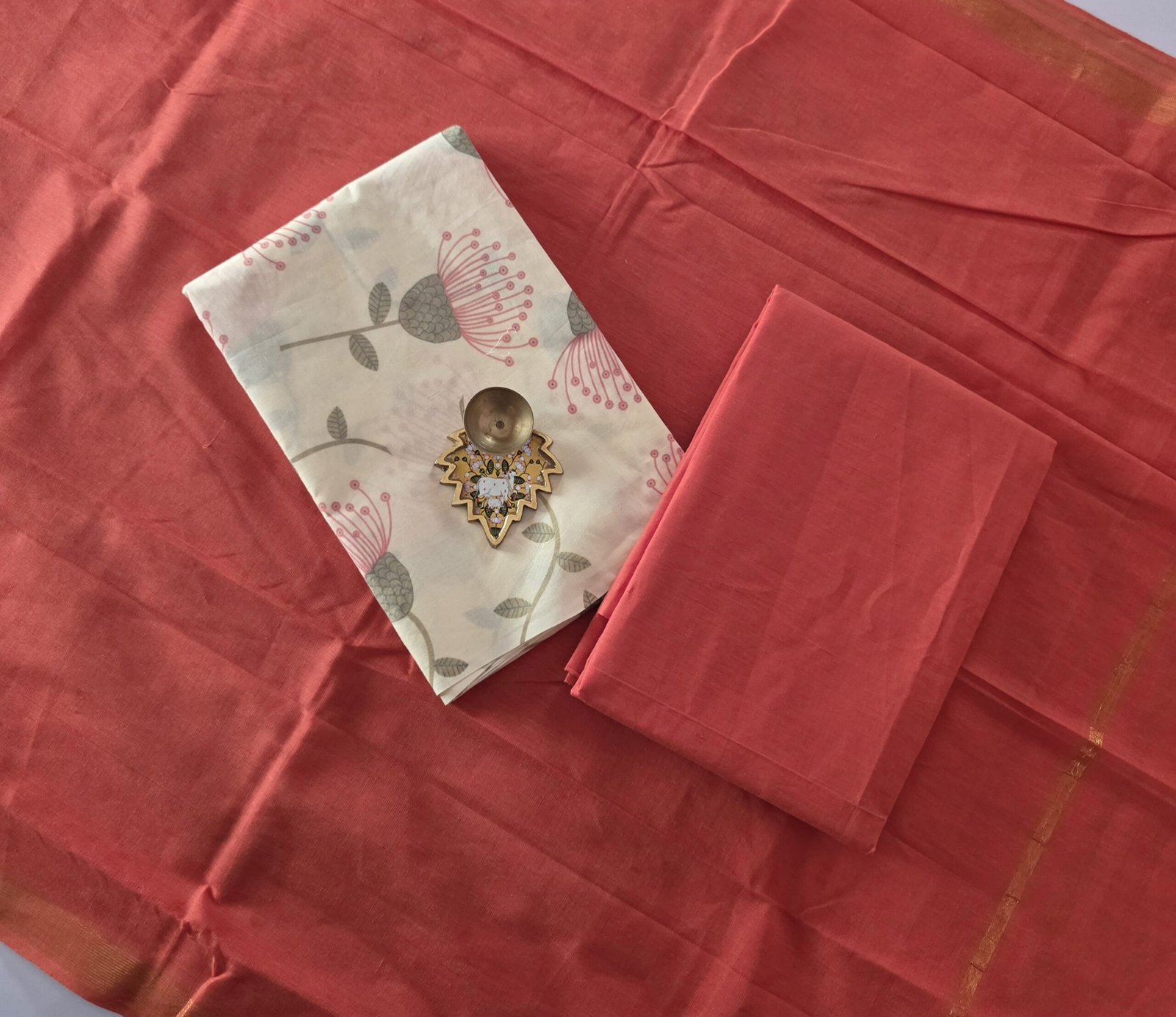 Floral Cotton Salwar Set - PE22 - Orange