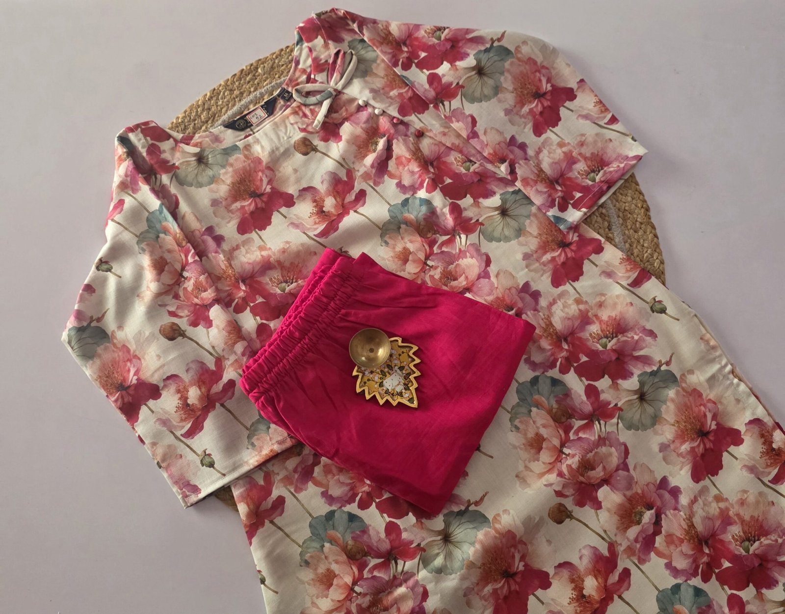 Linen Floral Co Ord Set - COS52