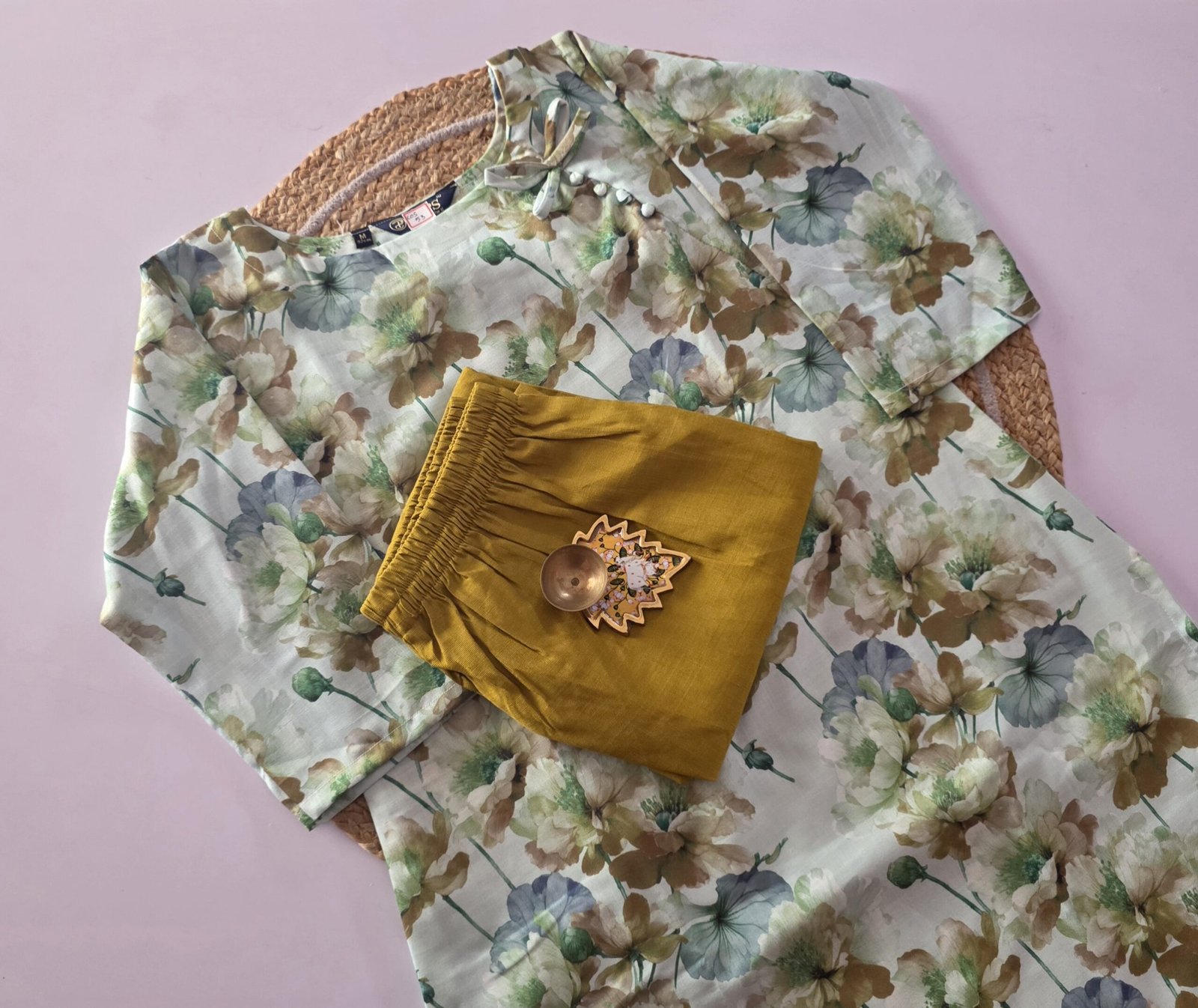 Linen Floral Co Ord Set - COS53