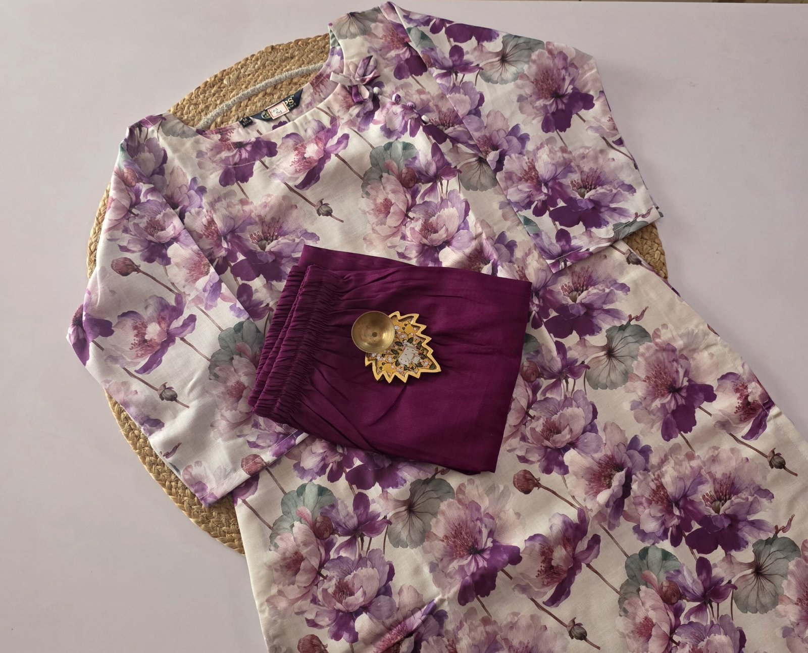 Linen Floral Co Ord Set - COS54