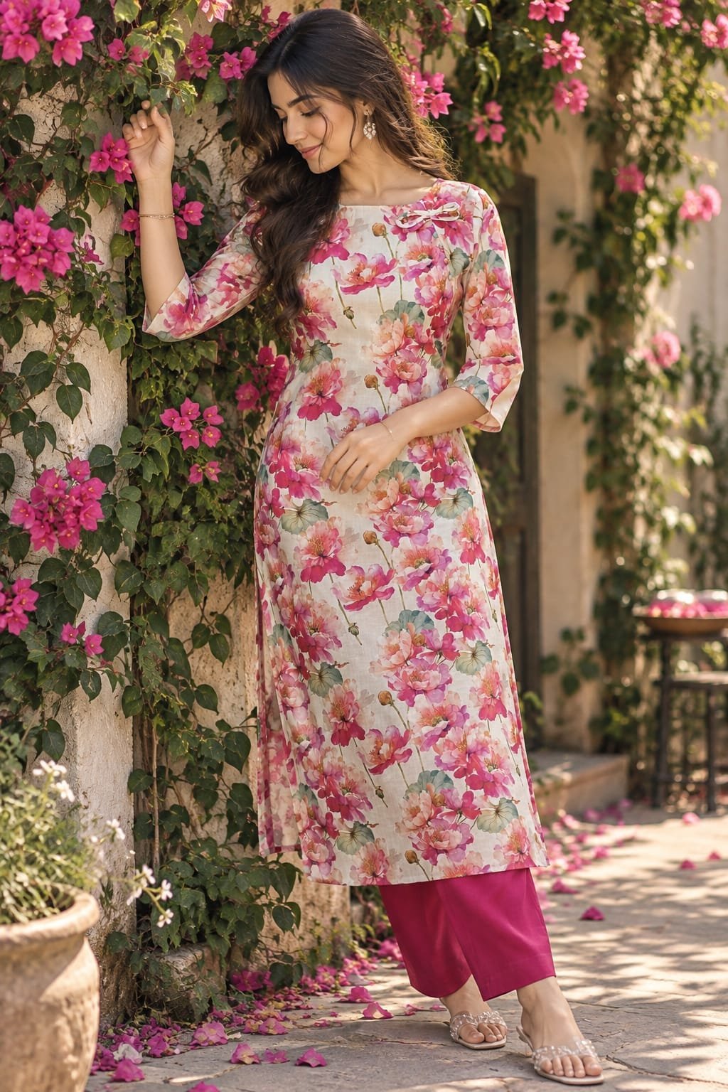 Linen Floral Co Ord Set - COS52 - Image 3
