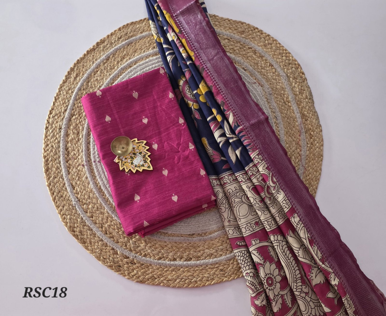 Raw Silk With Chennuri Silk Dupatta - RSC18 - Image 2