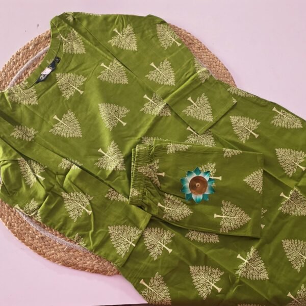 Flex Cotton Semi Palazzo Co Ord Set - COS62 - Green