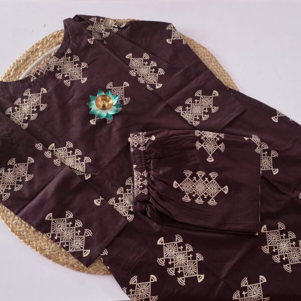 Flex Cotton Semi Palazzo Co Ord Set - COS63 - Dark Plum