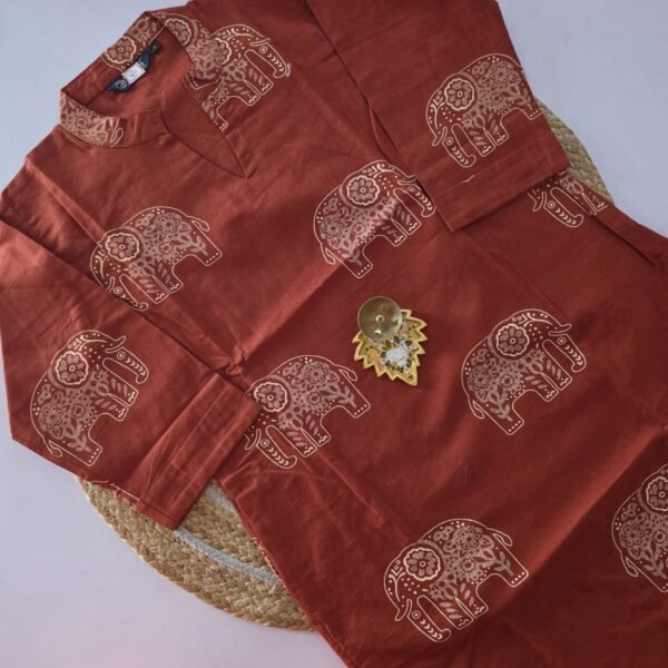 Pure Cotton Kurti - FCK19 - Rust Orange Elephant