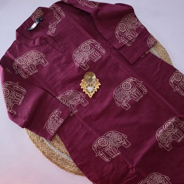 Pure Cotton Kurti - FCK21 - Magenta Elephant